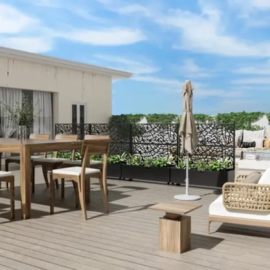 PexFix 47 in. x 47 in. Outdoor Metal Trellis with Planter Box in Web Pattern in Black image {3}