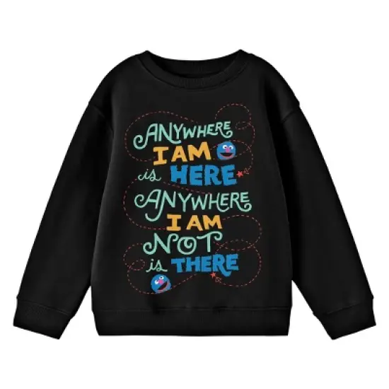 Bioworld Sesame Street Grover "Anywhere I Am..." Youth Black Crew Neck Sweatshirt image {2}