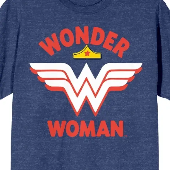 Wonder Woman Logo And Tiara Crew Neck Short Sleeve Navy Melange Women's T-shirt image {1}