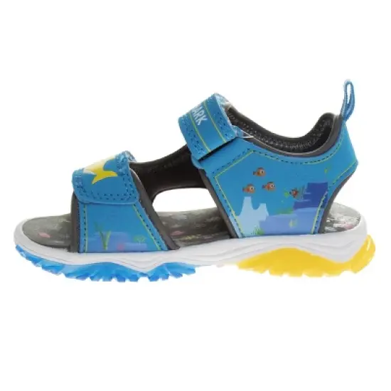 Baby Shark Light up Summer Sandals - Beach Pool Water Shoes Adjustable Strap Open Toe slides - Blue/Yellow (size 6-12 Toddler / Little Kid) image {2}