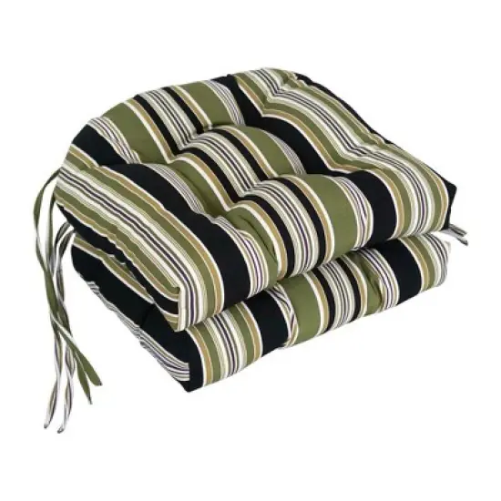 Blazing Needles, 16-inch Spun Polyester Patterned Outdoor U-shaped Tufted Chair Cushions (Set of 2) image {9}