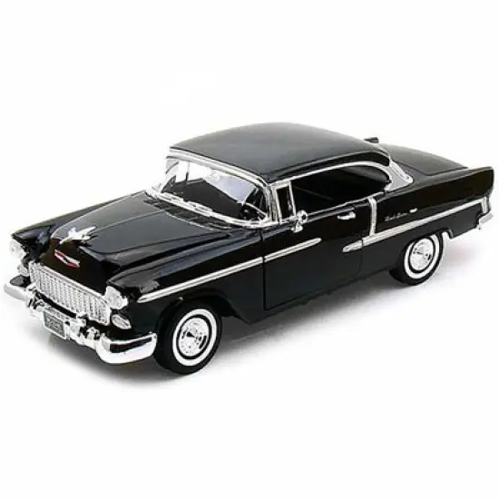1955 Chevrolet Bel Air Hard Top Black 1/18 Diecast Model Car by Motormax image {1}