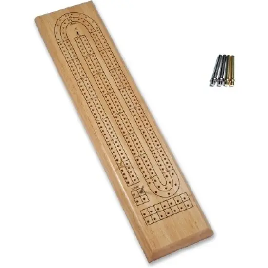 WE Games Classic Cribbage Set - Solid Wood Continuous 2 Track Board with Metal Pegs image {6}
