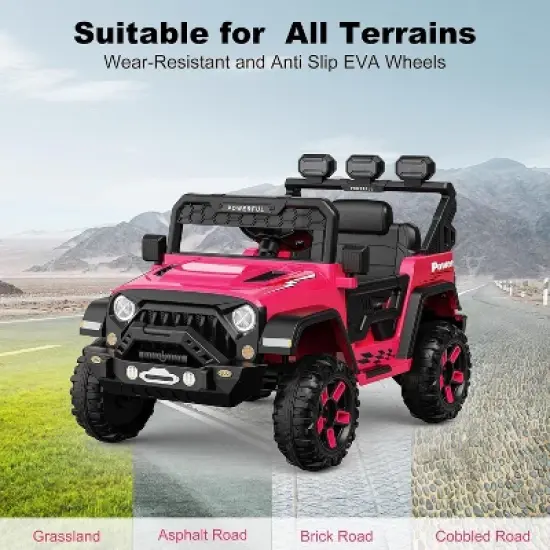 12V Kids Ride On Truck Car with Parent Remote Control, Kids Electric Vehicles Battery Powered Toy Car for Kids,LED,3 Speeds image {4}