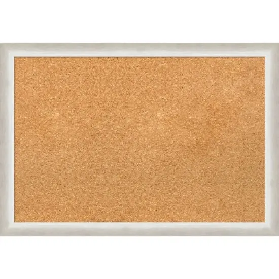 26"x18" Two Tone Wood Frame Cork Board Silver - Amanti Art image {12}