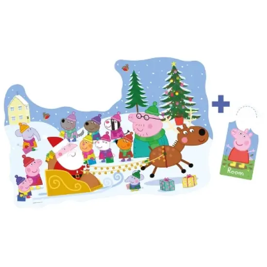 Ravensburger Peppa Pig Christmas Giant Floor Puzzle with Door Hanger 32pc: Creative Cardboard Jigsaw for Kids Holiday image {1}