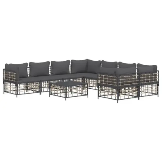 vidaXL Garden Lounge Set Set of 9 Anthracite image {2}
