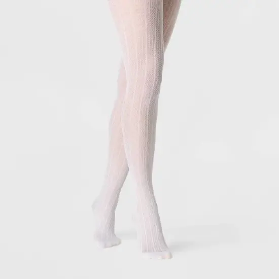 Women's Pointelle Ribbed Tights - A New Day&trade; White image {2}
