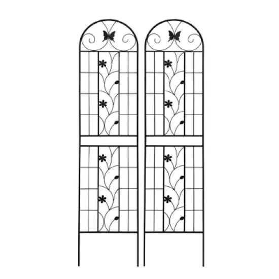 NicBex 2 Pack Metal Plant Support Stakes for Indoor Plants 86.7"X19.7" Garden Tower Rust-Proof Plant Trellis for Garden, Black image {1}