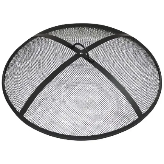 Sunnydaze Outdoor Heavy-Duty Steel Mesh Round Camp Fire Pit Spark Screen Lid with Handle - Black image {4}