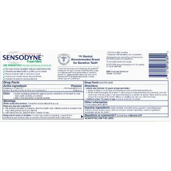 Sensodyne Fresh Mint Toothpaste - 4oz/2ct image {8}