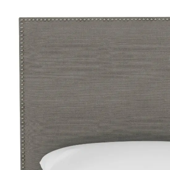 King Bella Nail Button Border Headboard Gray Linen/Pewter - Skyline Furniture image {3}