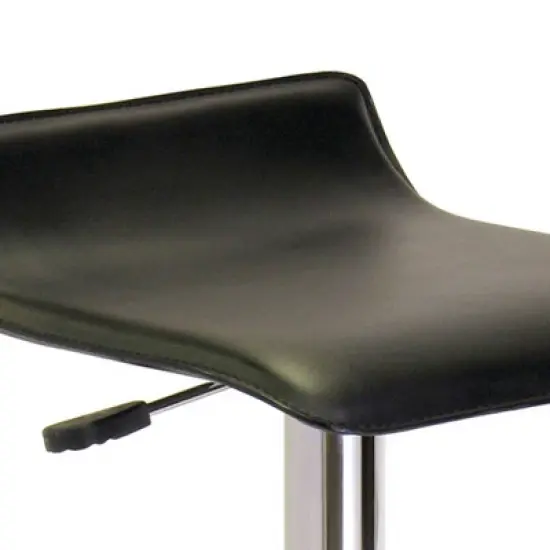 Single Airlift Swivel Adjustable Height Barstool with Black Faux Leather Seat Black/Metal - Winsome image {2}