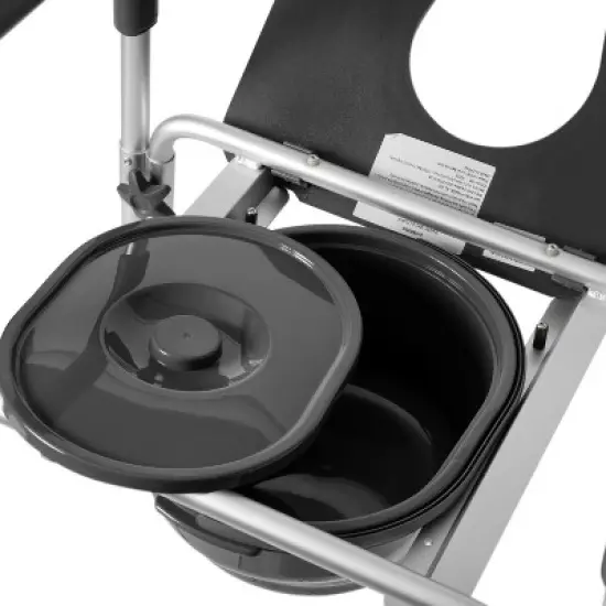 Emma and Oliver Shower Commode Chair with Safety Rail, Height Adjustable Frame, Padded Seat & Armrests, Removable Pail with Lid, Fits Most Toilets image {3}