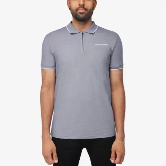 X RAY Men's Short Sleeve Zip-Neck Polo image {10}
