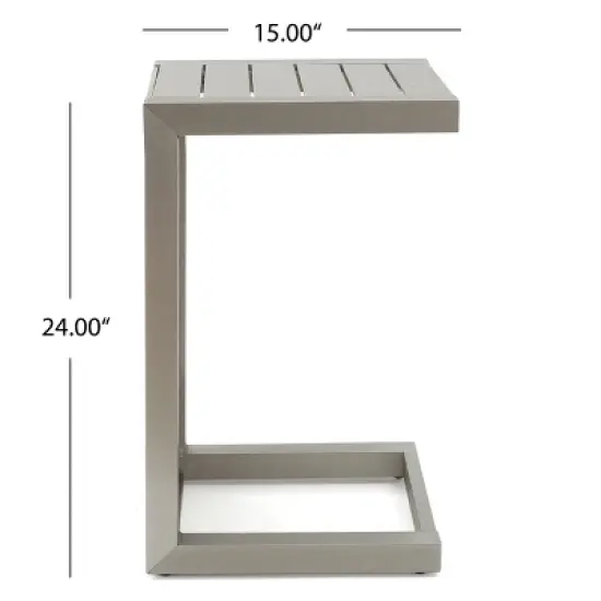 Syemin Patio End Table, C-Shaped Side Table, Compact, Stylish, and Versatile, Silver, 15"*14.5"*24" image {2}