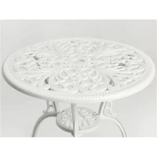 SKRAN Set of 3 Outdoor Table and Chair Set ,Rust-Resistant Cast Aluminum Patio Bistro Set for Patio, Balcony, Garden, White image {4}