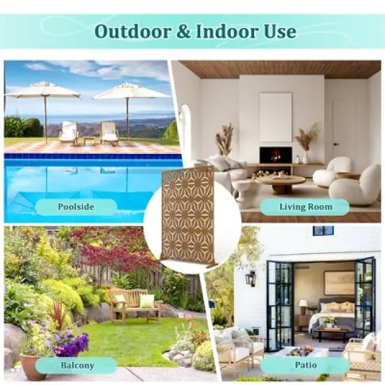 TOAOTBNBO Metal Privacy Screen with Stand, Decorative Privacy Fence Panels with Star Pattern, Outdoor Privacy Screen for Garden, Brown image {6}