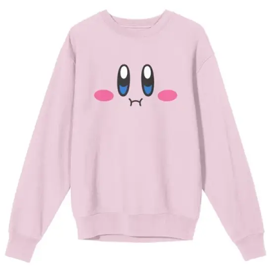 Kirby Full Big Face Crew Neck Long Sleeve Cradle Pink Men's Sweatshirt image {4}