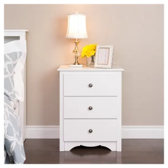 Monterey 3 Drawer Nightstand - White - Prepac image {4}