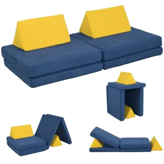 TopComfy Baby and Toddler Learning Toy Modular Play Couch for Creative Play and Comfort for Playroom, Blue, 59.1"*26"*17.9" image {5}