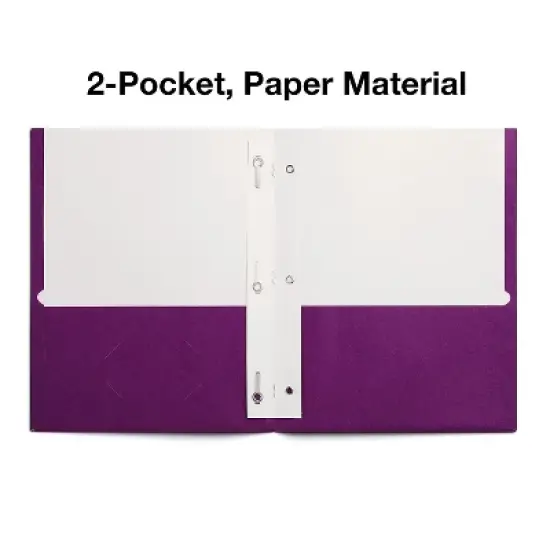 Staples School Grade 2 Pocket Folder with Fasteners Purple 25/BX 27544-CC image {2}