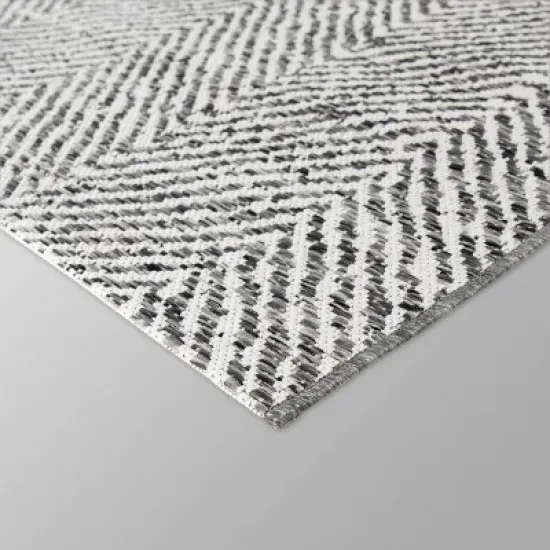 5' x 7' Herringbone Outdoor Rug Black - Threshold&trade; image {2}