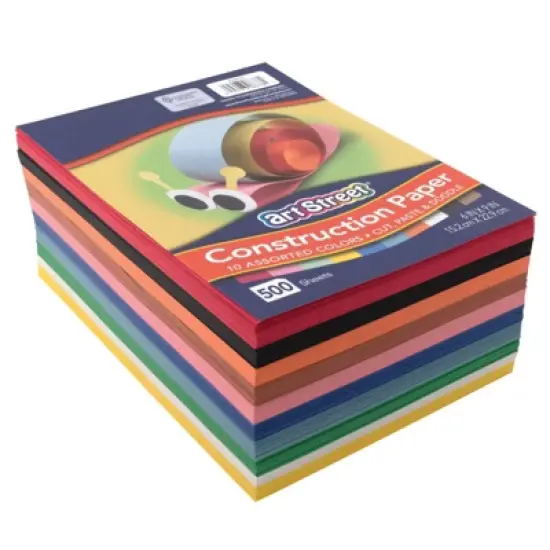 Prang Lightweight Construction Paper, 10 Assorted Colors, 6" x 9", 500 Sheets image {1}