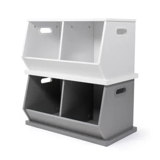 Wood Toy Storage Cubby and Kids' Bookcase White - Humble Crew image {3}