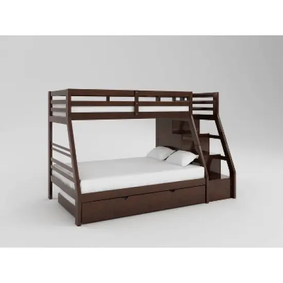 Twin Over Full Kids' Reece Bunk Bed Dark Walnut - ioHOMES image {2}