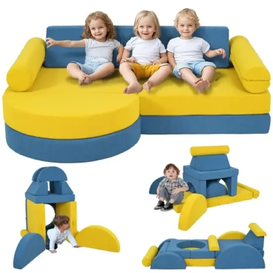 TopComfy Baby and Toddler Learning Toy Modular Play Couch for Creative Play and Comfort for Playroom, Yellow, 55.1"*40.2"*18.1" image {5}