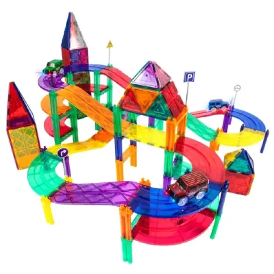 Picasso Tiles Magnetic Race Track 128pc Building Set image {3}