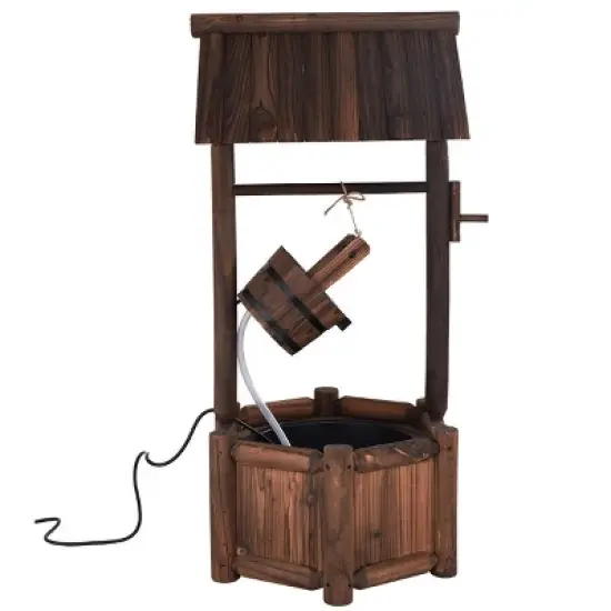 Costway Garden Rustic Wishing Well Water Fountain Wooden Outdoor Electric Backyard Pump image {6}