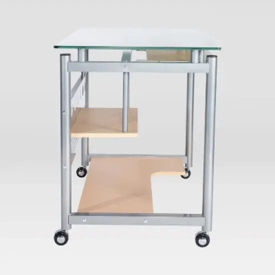 Rolling Computer Desk Glass/Silver - Techni Mobili image {5}