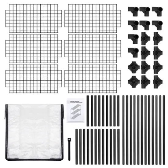 FONTOI Baker's Racks, 3 Tier Wire Shelf with Cover(2 Pack), FreeStanding Metal Storage Rack for Entrance Garage Kitchen Office, Black, 57"*14"*31" image {2}