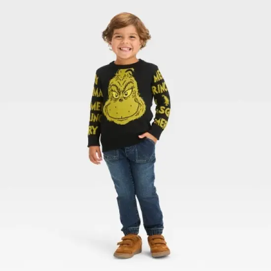 Toddler Boys' The Grinch Knitted Pullover Sweater - Black image {2}