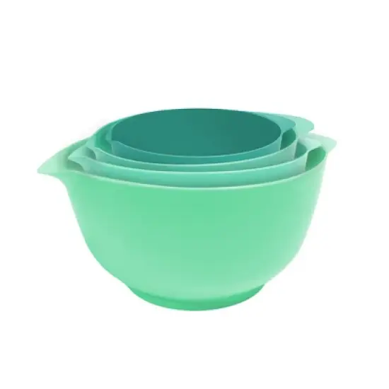 Lexi Home 4-Piece Nested Plastic Mixing Bowl Set with Non-Skid Base image {3}