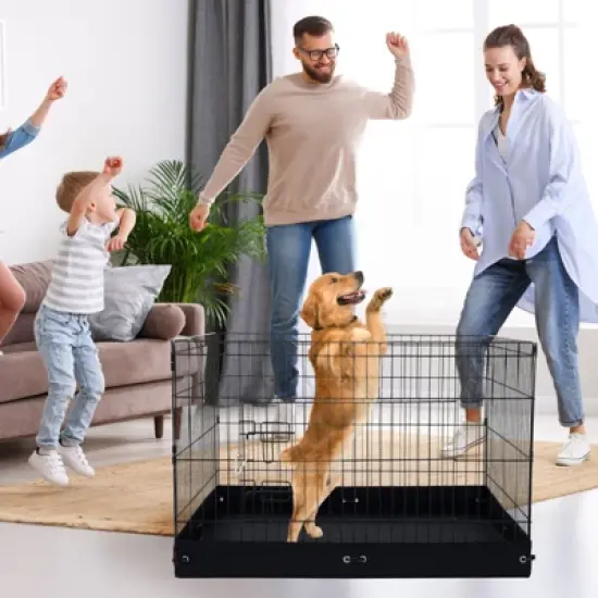 VEVOR Dog Playpen, 4 Pcs 24 x 36 in Panels Foldable Metal Pet Exercise Pen, Dog Fence Indoor and Outdoor Pen with Door and 600D Oxford Fabric image {1}