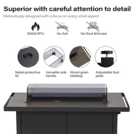 Lausaint Home 55000btu 43' Outdoor Propane Fire Pit Table （New） image {4}