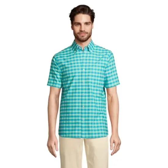 Lands' End Lands' End Men's Traditional Fit Short Sleeve Comfort-First Sail Rigger Oxford Shirt image {4}