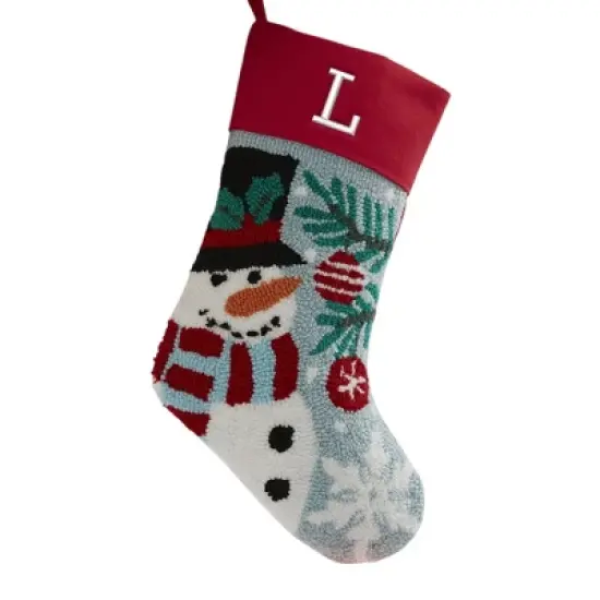 Personalization Mall Snowman Embroidered Initial Hooked Christmas Stockings image {13}