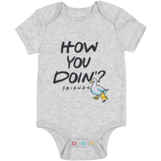 FRIENDS 3 Pack Cuddly Short Sleeve Bodysuits Grey / Black / White image {2}