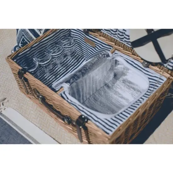 Picnic Time Belmont Striped Picnic Basket Blue/White image {6}
