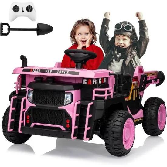 24V 2-Seat Kids R/C Dumper, Ride-on Electric Construction Vehicle with Shovel, Bluetooth, LED Lights and Shock Absorber image {8}