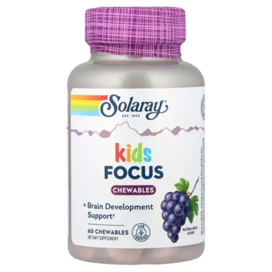 Solaray Kids Focus Chewables, Natural Grape, 60 Chewables image {4}