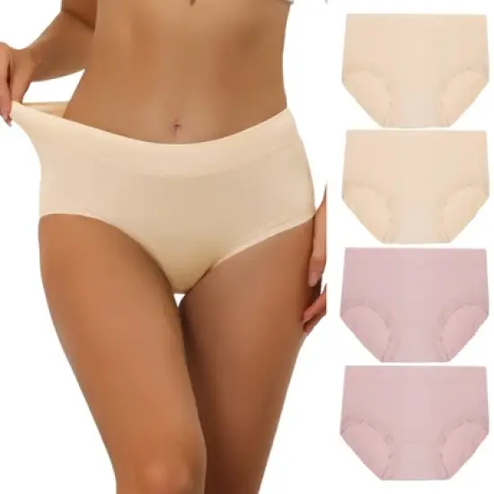 Allegra K Women's Packs Mid-Rise Comfortable Mesh Trim Solid Briefs Sets image {6}