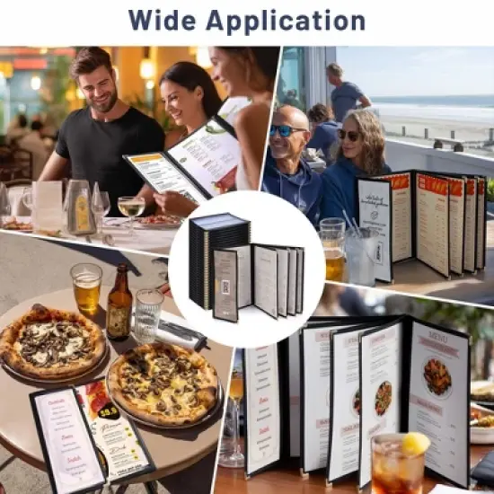 WeChef 30 Pcs Menu Covers 8.5x11" 5 Page 10 View & 4.25x11" Half Page Wine List image {2}