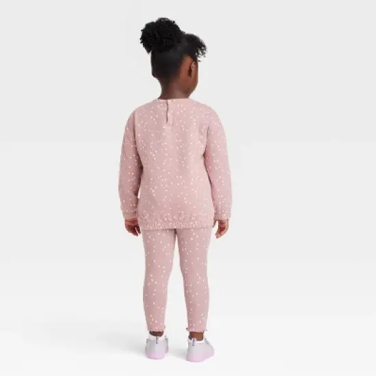 Grayson Collective Toddler Girls' Dot Quilted Crew Long Sleeve Top & Leggings Set - Rose image {1}