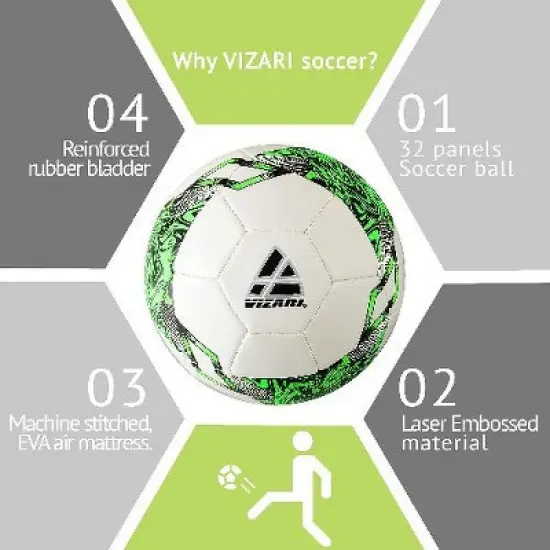 Vizari Toledo Soccer Ball for Outdoor Training and Fun Play | Two-Tone Football Soccer Ball in Sizes 3 4 and 5 for All Skill Levels and Ages | Best Soccer Ball for Kids Boys Girls Youth and Adults image {2}