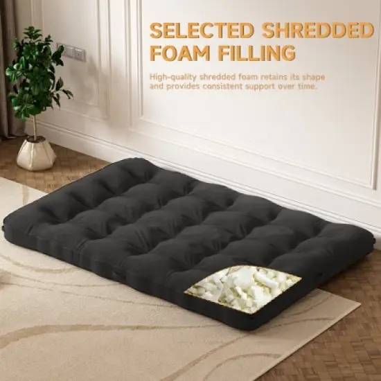 APRILSOUL Full Size Floor Mattress Futon Mattress Sleeping Pad Foldable Roll Up Mat, Sofa Couch Bed image {4}